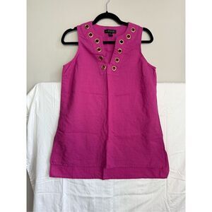 August Silk sleeveless linen cotton blend top size Small